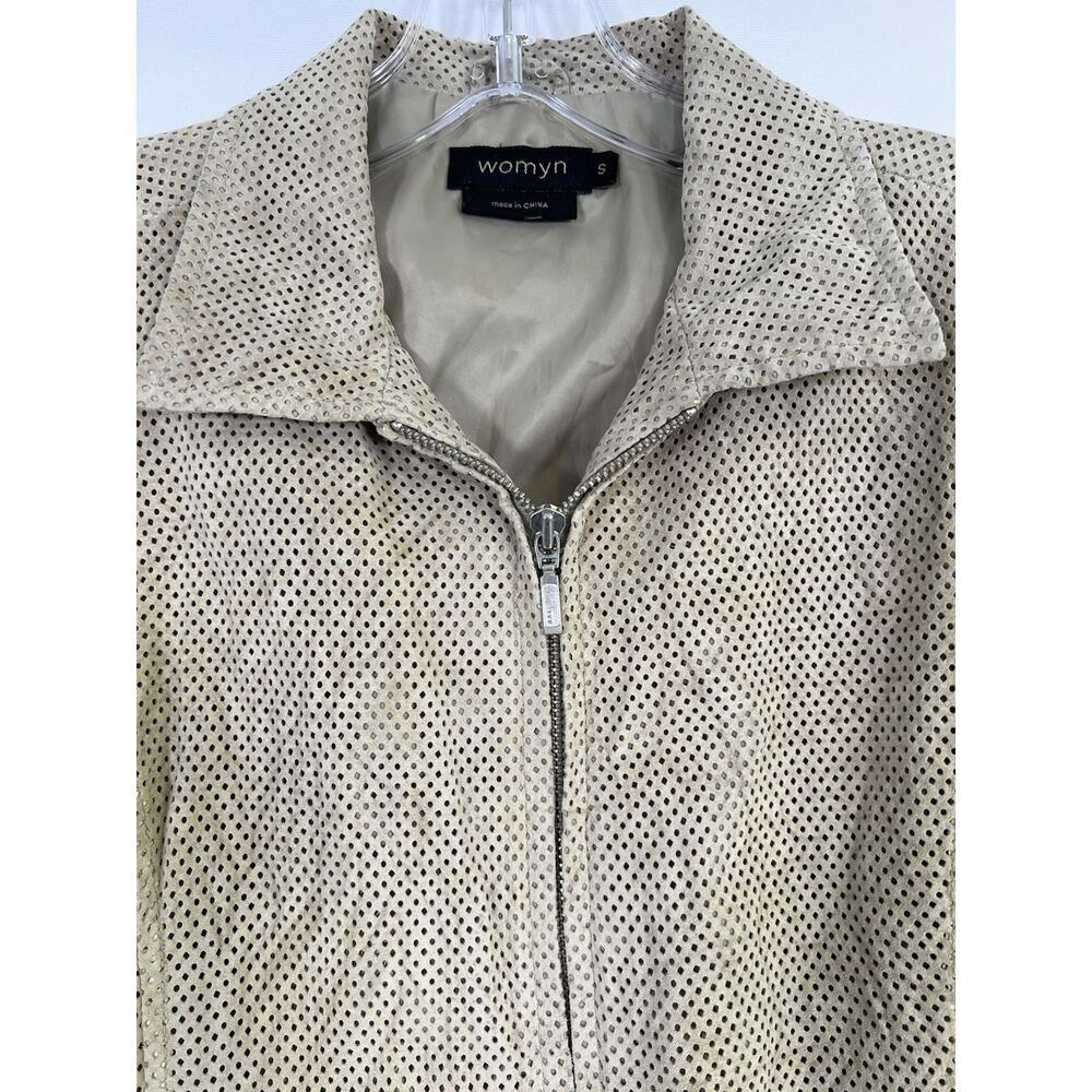 Vintage Womyn 100% Leather Cutout Jacket Perforated Women's‎ Size Small - Picture 3 of 11